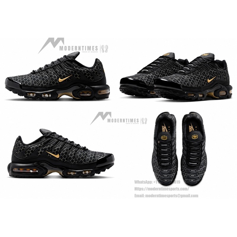 Nike Air Max Plus Black Honey IQ0287-010 TN sneakers with honeycomb pattern upper