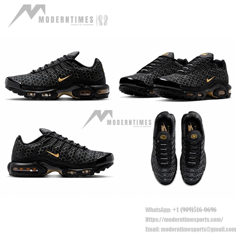 Nike Air Max Plus Black Honey IQ0287-010 TN sneakers with honeycomb pattern upper