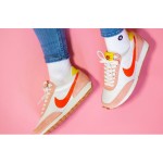 Nike Daybreak CK2351 in white, orange, and tan with yellow highlights