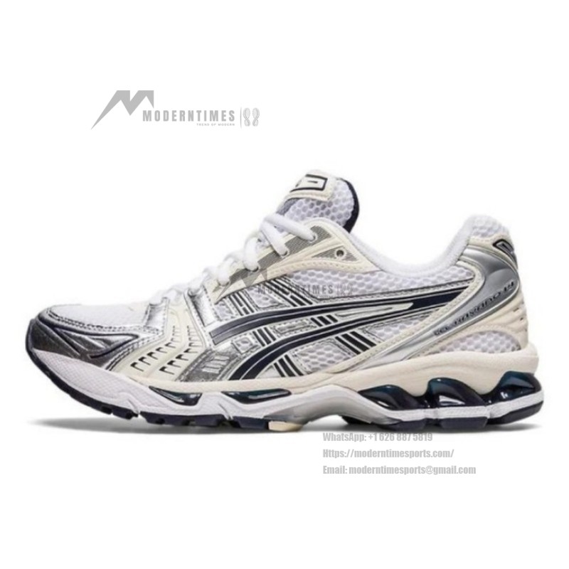ASICS Gel-Kayano 14 White Silver Sneakers with Gel Cushioning