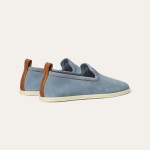 Loro Piana Venice Walk Loafer Men’s Shoes Brisk Blue Suede Slip-On