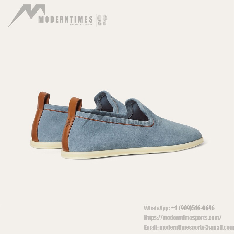 Loro Piana Venice Walk Loafer Men’s Shoes Brisk Blue Suede Slip-On