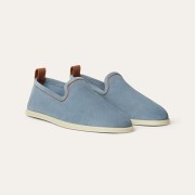Loro Piana Venice Walk Loafer Men’s Shoes – Brisk Blue Suede Luxury Slip-On FAN1318-W1H1
