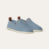 Loro Piana Venice Walk Loafer Men’s Shoes – Brisk Blue Suede Luxury Slip-On FAN1318-W1H1