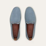 Loro Piana Venice Walk Loafer Men’s Shoes Brisk Blue Suede Slip-On