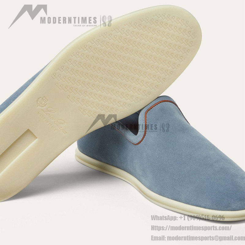 Loro Piana Venice Walk Loafer Men’s Shoes Brisk Blue Suede Slip-On