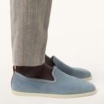 Loro Piana Venice Walk Loafer Men’s Shoes Brisk Blue Suede Slip-On