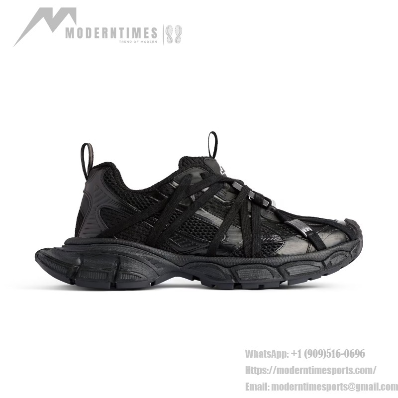 Balenciaga Runner Sneakers 825601W3XCH1000 in Black Mesh Balenciaga Runner Sneakers Black Mesh 825601W3XCH1000 Side View