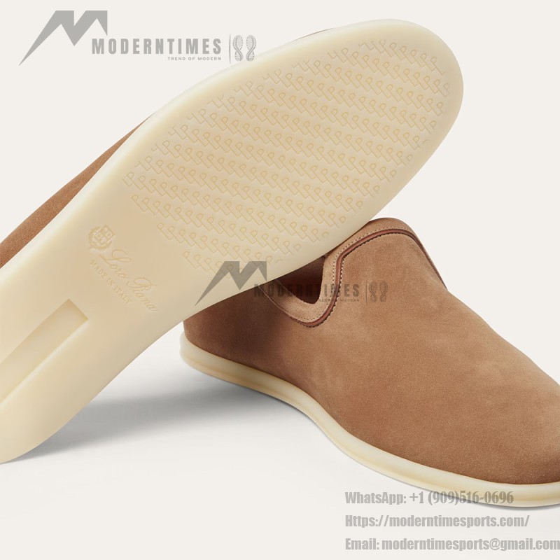 Loro Piana Venice Walk Loafer Men’s Shoes in Dark Birch Suede – Luxury Slip-On FAN1318-H15D