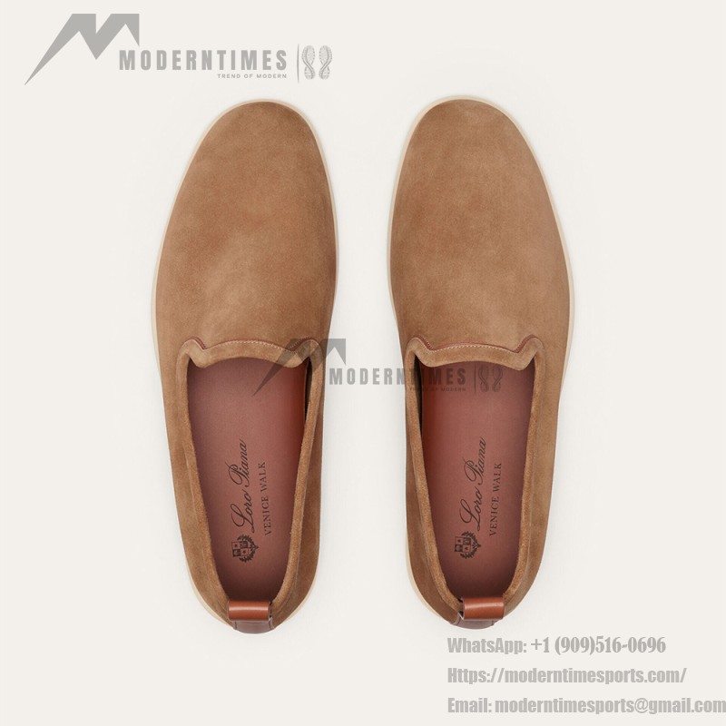 Loro Piana Venice Walk Loafer Men’s Shoes in Dark Birch Suede – Luxury Slip-On FAN1318-H15D