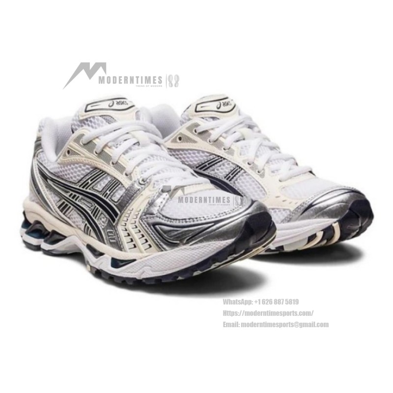 ASICS Gel-Kayano 14 White Silver Sneakers with Gel Cushioning