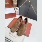 Loro Piana Venice Walk Loafer Men’s Shoes in Dark Birch Suede – Luxury Slip-On FAN1318-H15D