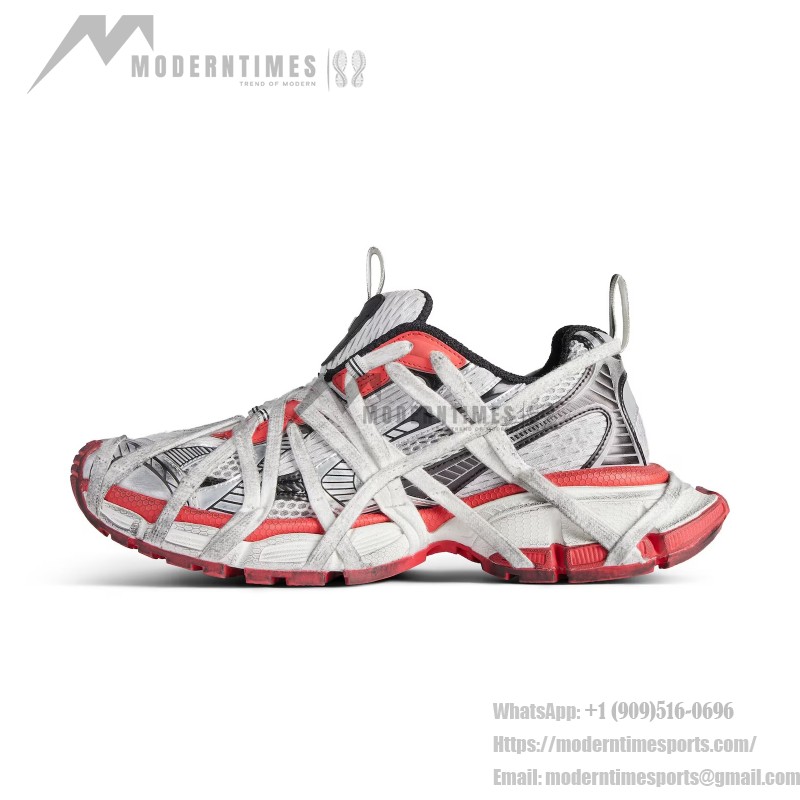 Balenciaga Red White Runner Sneakers – Model 778698W3XLL1261 Balenciaga Runner Sneakers 778698W3XLL1261 red and white futuristic chunky shoes