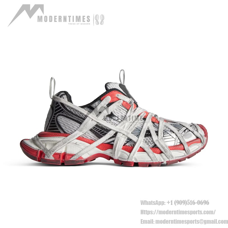 Balenciaga Red White Runner Sneakers – Model 778698W3XLL1261 Balenciaga Runner Sneakers 778698W3XLL1261 red and white futuristic chunky shoes