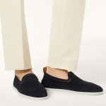 Loro Piana Venice Walk Loafer Men’s Shoes Black Figs Luxury Suede Slip-On