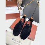 Loro Piana Venice Walk Loafer Men’s Shoes Black Figs Luxury Suede Slip-On