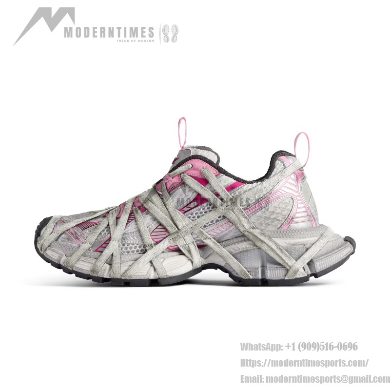 Balenciaga Runner Sneakers Pink Silver – 778697W3XLL9115 Balenciaga Runner Sneakers 778697W3XLL9115 in Pink Silver – Futuristic Mesh Chunky Shoes