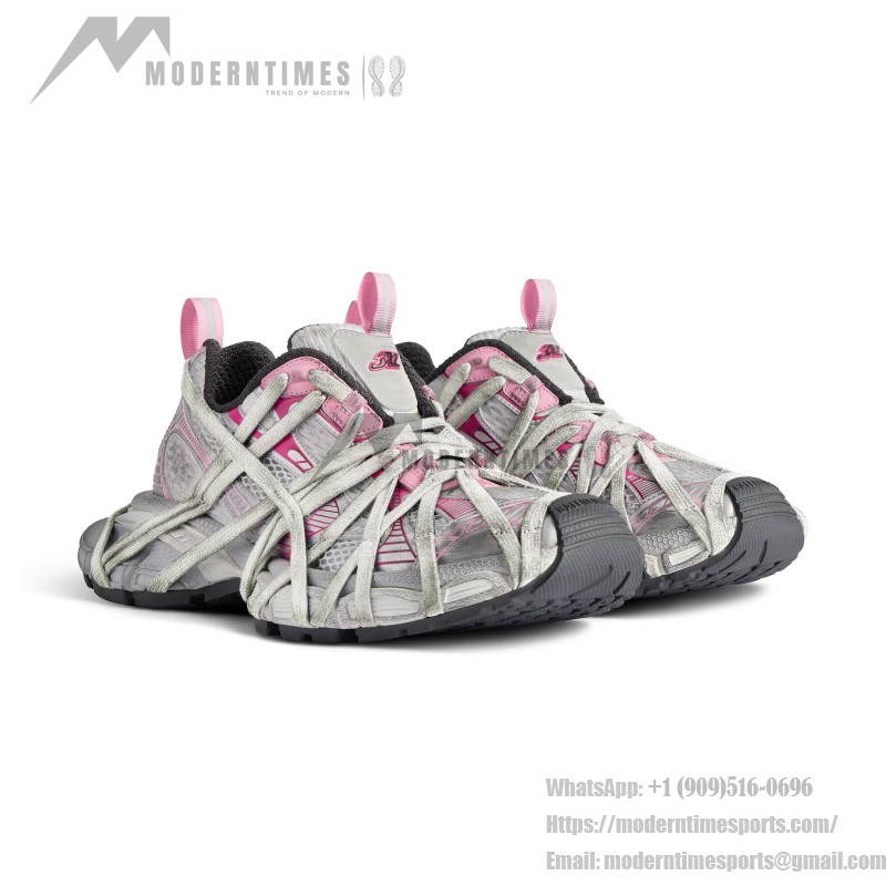 Balenciaga Runner Sneakers Pink Silver – 778697W3XLL9115 Balenciaga Runner Sneakers 778697W3XLL9115 in Pink Silver – Futuristic Mesh Chunky Shoes