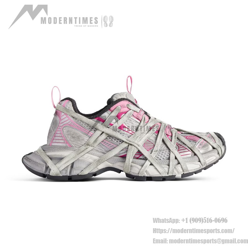 Balenciaga Runner Sneakers Pink Silver – 778697W3XLL9115 Balenciaga Runner Sneakers 778697W3XLL9115 in Pink Silver – Futuristic Mesh Chunky Shoes