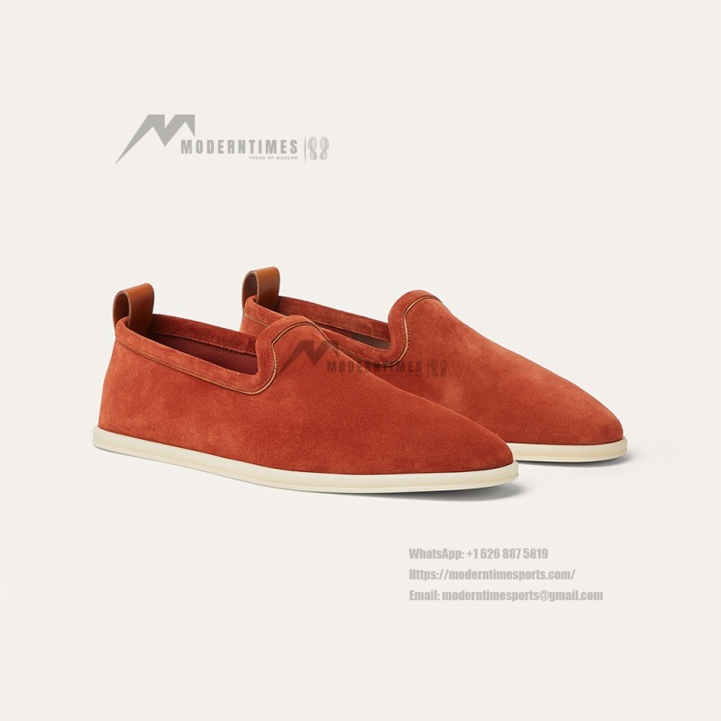 Loro Piana Venice Walk Loafer Men’s Shoes Dark Brick Suede Slip-On