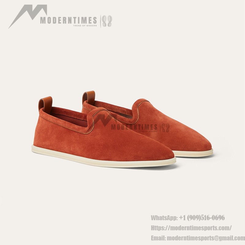 Loro Piana Venice Walk Loafer Men’s Shoes Dark Brick Suede Slip-On