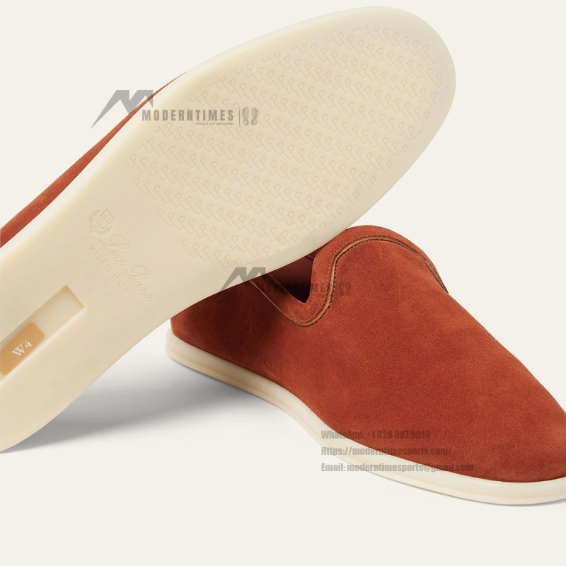 Loro Piana Venice Walk Loafer Men’s Shoes Dark Brick Suede Slip-On