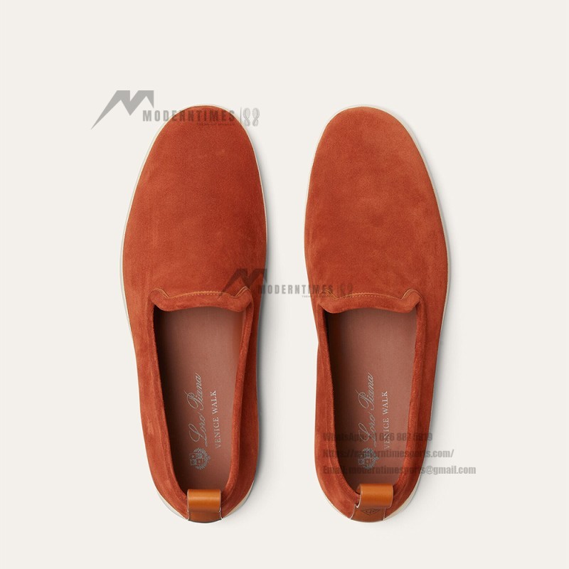 Loro Piana Venice Walk Loafer Men’s Shoes Dark Brick Suede Slip-On
