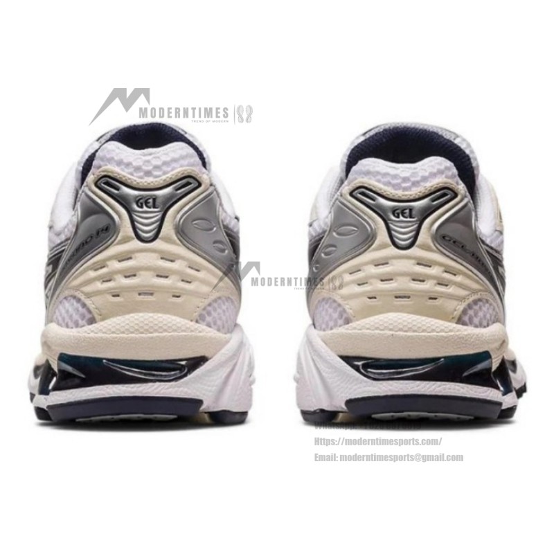 ASICS Gel-Kayano 14 White Silver Sneakers with Gel Cushioning