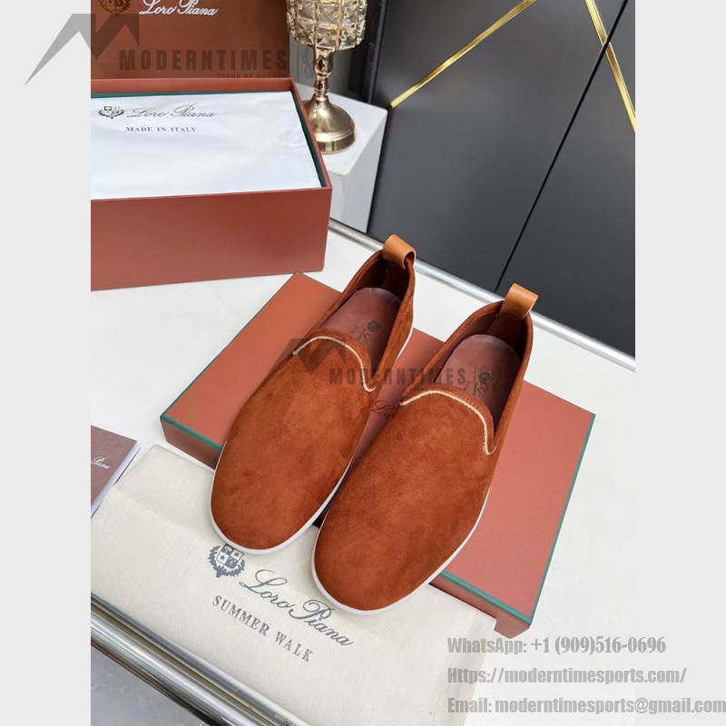 Loro Piana Venice Walk Loafer Men’s Shoes Dark Brick Suede Slip-On