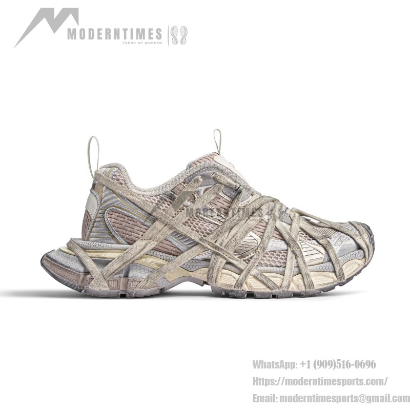 Balenciaga Runner Kith Four.Color 7.0 - Bold Strapped Beige Sneakers for a Futuristic Look Balenciaga Runner Kith Four.Color 7.0 - Beige Sneakers with Criss-Cross Straps