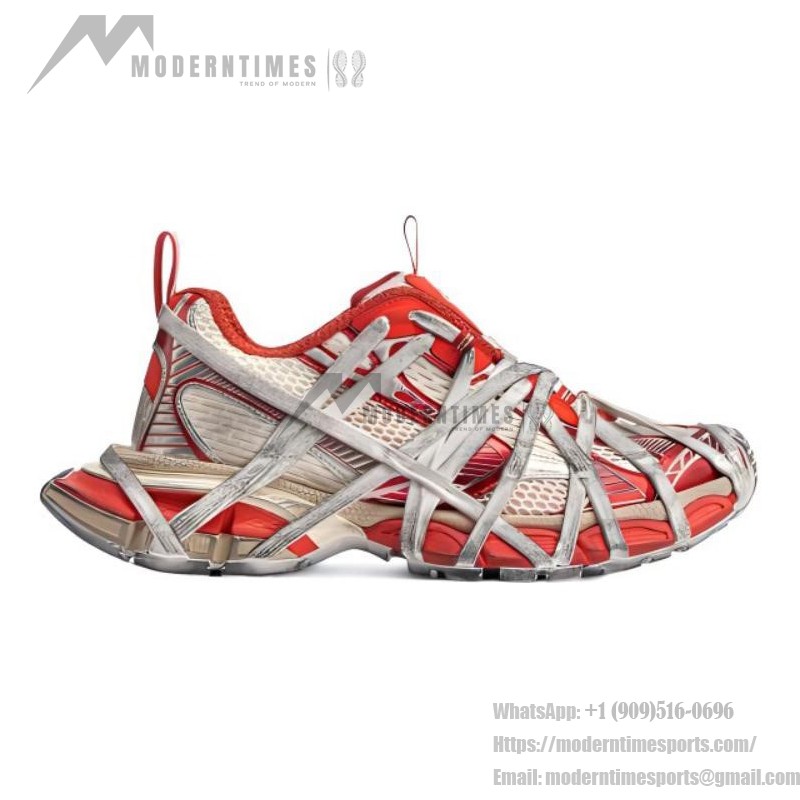 Balenciaga Runner Red White Mesh Sneakers – Model 778697W3XLL7597 Balenciaga Runner Sneakers Red White 778697W3XLL7597 – Futuristic Chunky Unisex Shoes