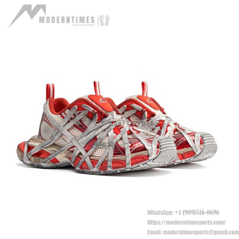 Balenciaga Runner Red White Mesh Sneakers – Model 778697W3XLL7597 Balenciaga Runner Sneakers Red White 778697W3XLL7597 – Futuristic Chunky Unisex Shoes