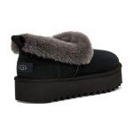 UGG Women's Platform Moccasin 1166733 in Black with Fold-Over Sheepskin Collar
