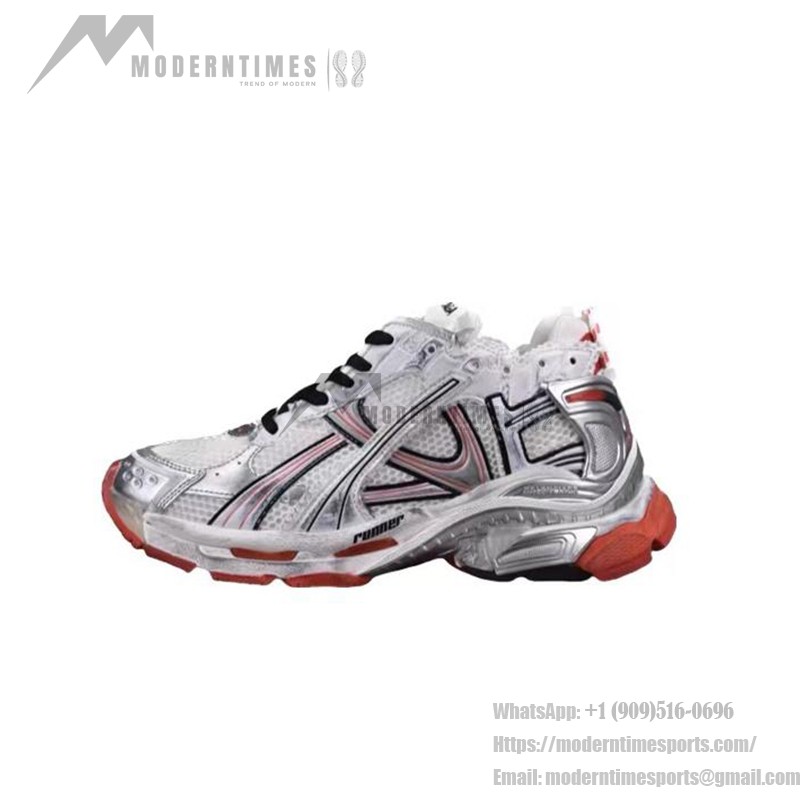 Balenciaga Runner Sneakers - Bold Silver and Red Sneakers with Superior Comfort