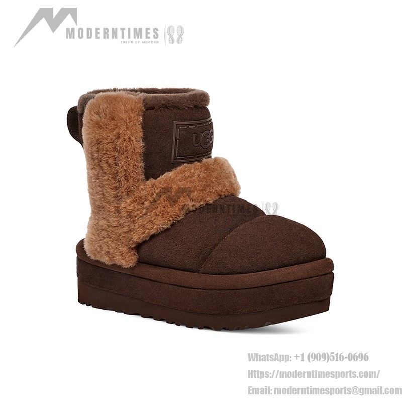 UGG Women's Platform Ankle Boots 1144046 in Dark Brown with Sheepskin Lining