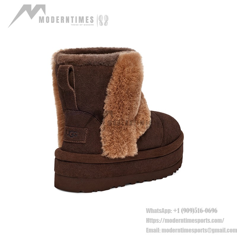 UGG Women's Platform Ankle Boots 1144046 in Dark Brown with Sheepskin Lining