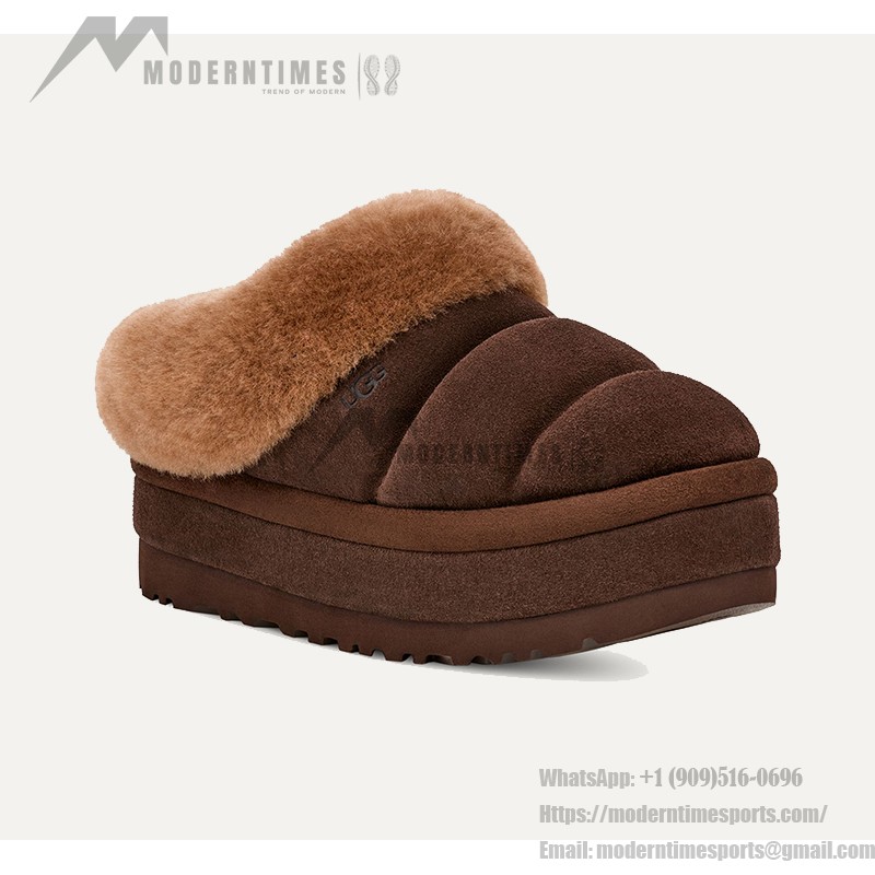 UGG Women's Platform Slipper 1146390 in Dark Brown with Sheepskin Lining