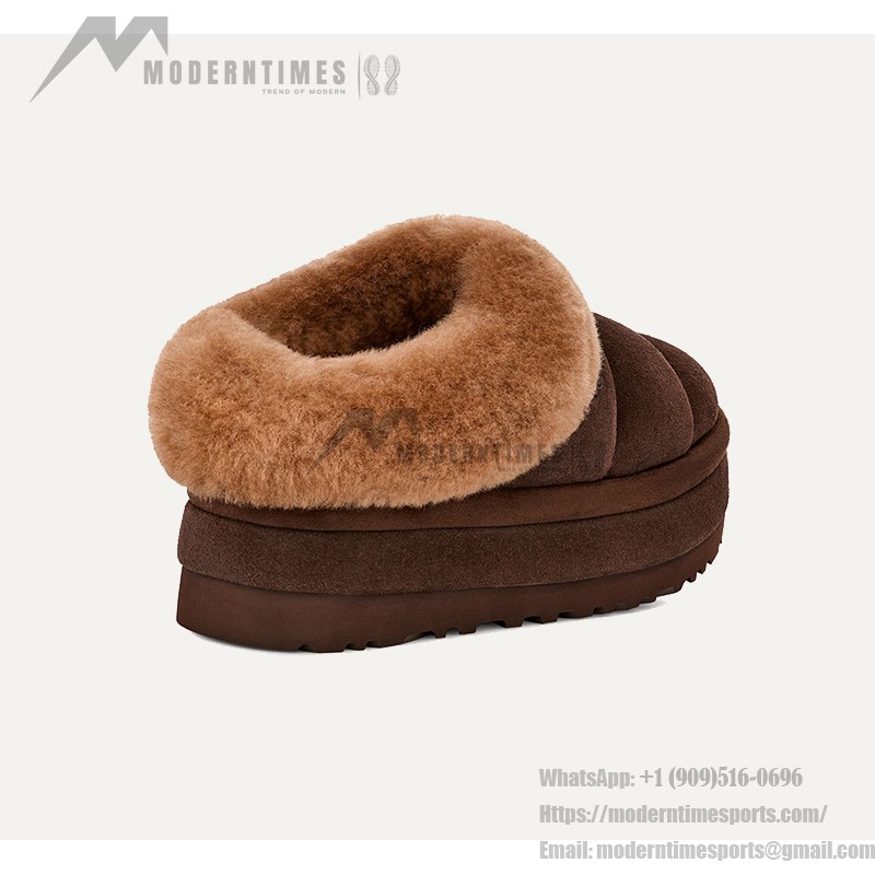 UGG Women's Platform Slipper 1146390 in Dark Brown with Sheepskin Lining