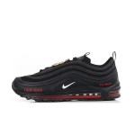 Nike Air Max 97 "Satan Shoes" - Black Sneakers with Red Accents and Luke 10:18 Reference