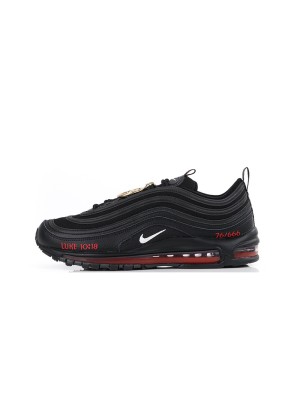 Nike Air Max 97 "Satan Shoes" - Unique Black Sneakers with Red Accents and Luke 10:18 Reference