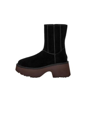 UGG 1158313 W Classic Twin Seam New Heights ブラックスエード プラットフォームブーツ - トレンディで快適な冬用シューズ