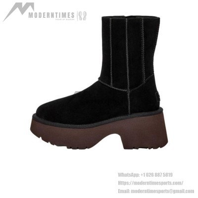 UGG 1158313 W Classic Twin Seam New Heights Black Suede Platform Boot - Trendy and Cozy Winter Footwear
