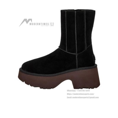UGG 1158313 W Classic Twin Seam New Heights Black Suede Platform Boot - Trendy and Cozy Winter Footwear