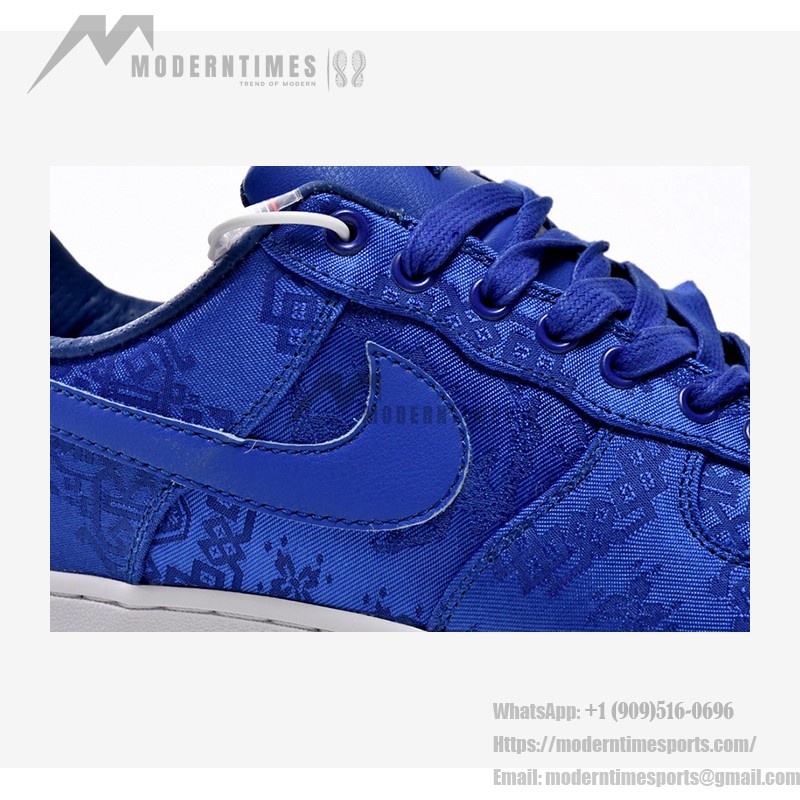 CLOT x Nike Air Force 1 'Royal University Blue Silk' - Blue Silk Sneakers with Hidden Pattern and Gum Sole