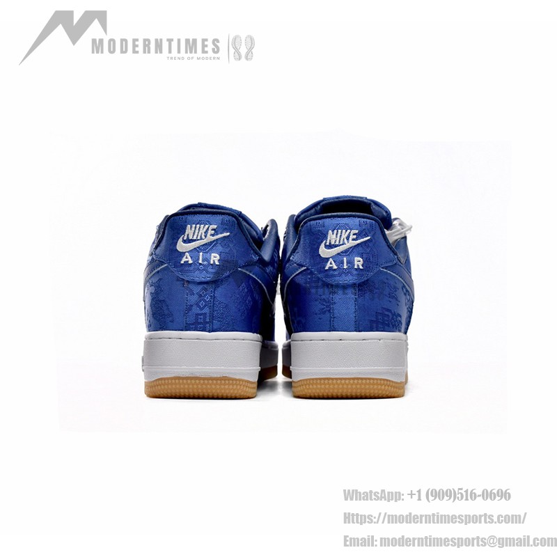 CLOT x Nike Air Force 1 'Royal University Blue Silk' - Blue Silk Sneakers with Hidden Pattern and Gum Sole