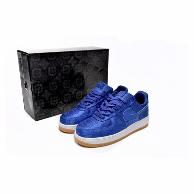 CLOT x Nike Air Force 1 'Royal University Blue Silk' - Exclusive Blue Silk Sneakers with Hidden Pattern and Gum Sole | CJ5290-400