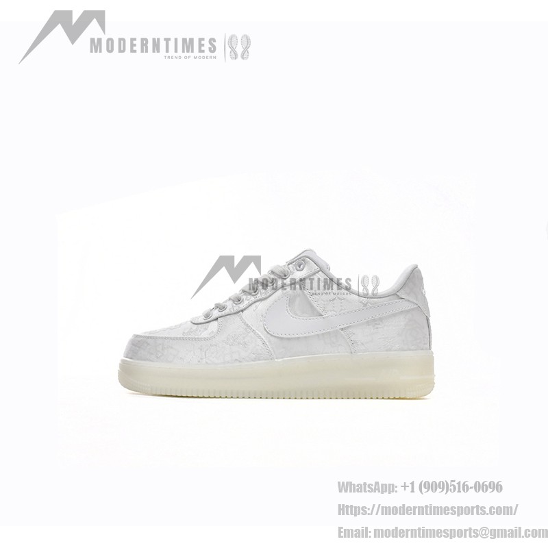 CLOT x Nike Air Force 1 'White Silk' - White Sneakers with Hidden Pattern and Translucent Sole