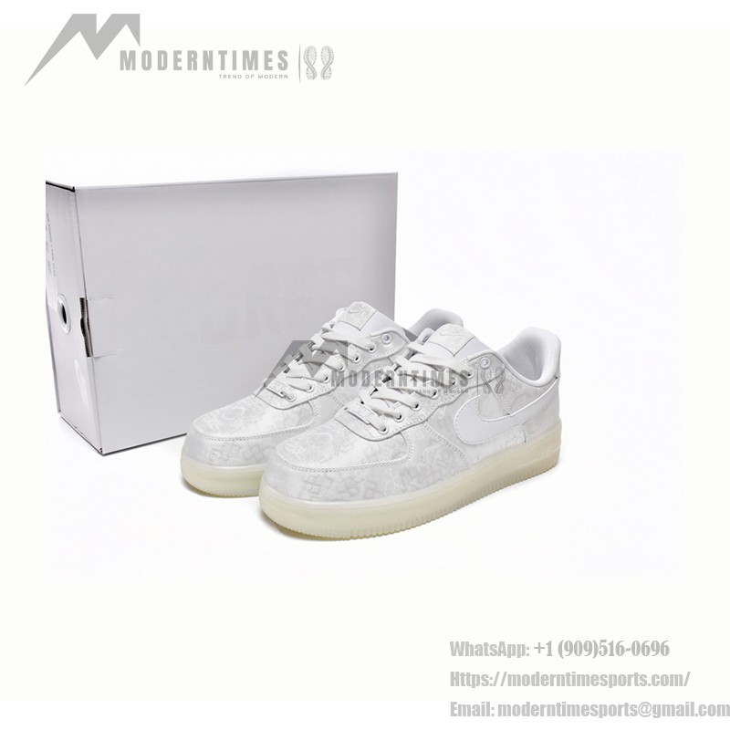 CLOT x Nike Air Force 1 'White Silk' - White Sneakers with Hidden Pattern and Translucent Sole