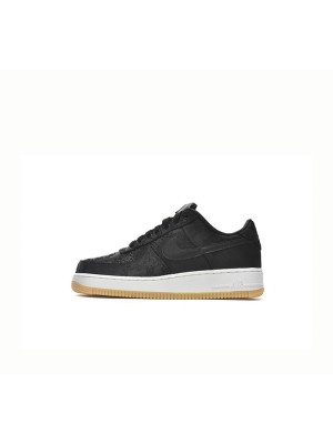 CLOT x Nike Air Force 1 'Black Silk' - Premium Black Sneakers with Hidden Pattern and Gum Sole | CZ3986-001