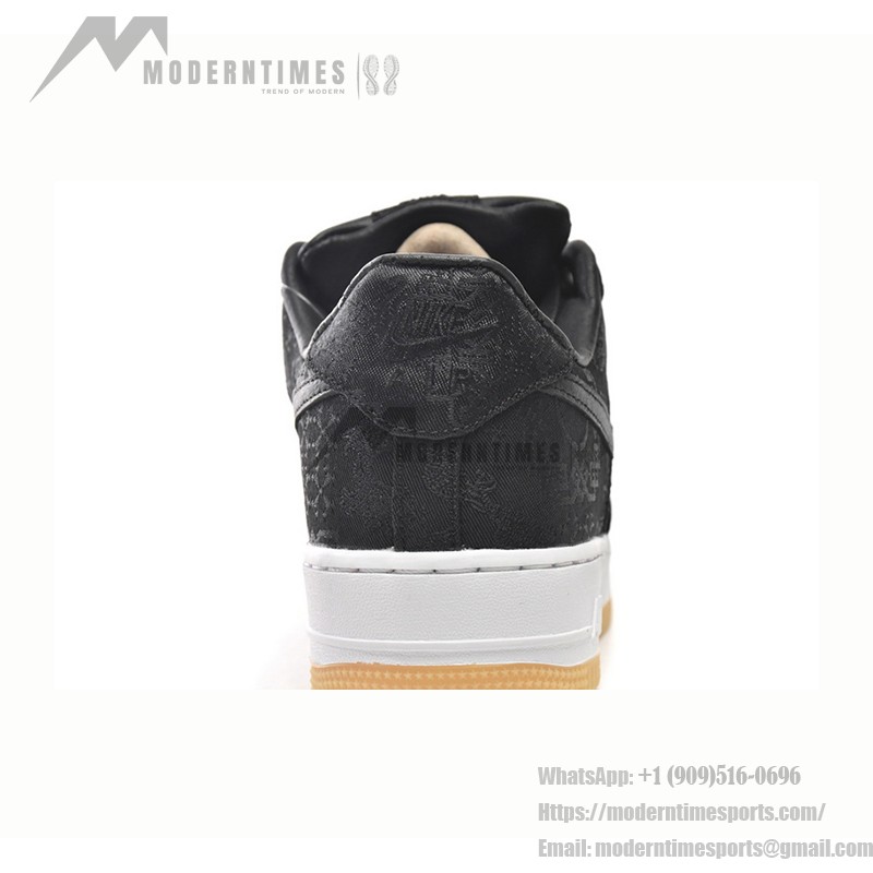 CLOT x Nike Air Force 1 'Black Silk' - Black Sneakers with Hidden Pattern and Gum Sole